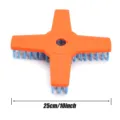 Rasentrahrer Reinigungsbürste, orangefarbene kreuzförmige Bodenreinigungsbürste, 25cm. - 10 Zoll, 4 Zinken
