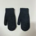 Mitaines tricotées d'hiver double couche épaissies en gris foncé uni pour temps froid. - Taille unique / Gris foncé