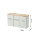 White tin coffee sugar tea storage canister set with wooden lids 14.3cm kitchen organizer. - Square White 3-Piece Set