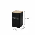 Schwarzer Kaffeedose mit Holzdeckel, luftdichter Metall-Vorratsbehälter 14.3x8.5cm - Kaffeedose (Unverpackt) / Schwarz