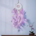 Purple dreamcatcher wall hanging decor with feathers and lights for bedroom room aesthetic. - 7033DCD Purple with Light