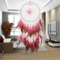 Acchiappasogni rosa in piume decorazione murale artigianale per camera da letto moderna. - Acchiappasogni Rosa Rosa / 6961 Rosa / Rosa