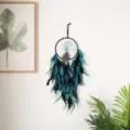 Attrape-Reves Plume de Paon Decoration Murale Boho Chambre Salon Maison Bleu - Sans lumière / 9371A