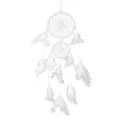 Atrapasueños blanco de doble anillo pluma colgante de pared coche decoración hogar - 11x45cm / Blanco
