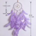 Purple feather dream catcher with two rings, wall hanging decor for bedroom and girlish gifts. - 7033D Purple Without Light