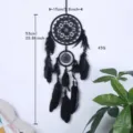 Schwarzer Federn Traumfaenger Wandbehang im ethnischen Bohostil fuer Heimdeko 15x53cm - Schwarzer Zweiring-Stil