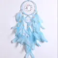 Blue feather dream catcher wall hanging decor pendant for room children gift item. - 7033E Blue Without Light