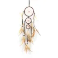 Ethno Stil drei Ringe Feder Traumfaenger Haengend Ornament, braune dekorative Wanddeko. - Brauner Reifen-Stil (7008B)