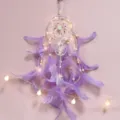Purple feather dream catcher wall hanging with LED string lights for room decor gift. - MS7033DCD