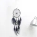 Grey feather dream catcher wall hanging decor pendant for home bedroom ornament gift - 0086 Two-Ring Grey DIY Material Kit