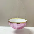 Pink Disco Ball Hanging Planter Mirror Mosaic Flower Pot with Metal Chains for Indoor Plants - 25cm / Pink