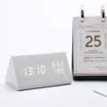 Wooden triangular LED digital alarm clock desk thermometer electronic desktop clock - White Wood White Light
