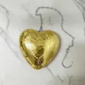 Gold heart disco ball keychain hanging pendant mirror glass ornament for holiday decor - Chain Heart Pendant / 15x15x5cm / Gold