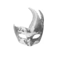 Silver disco ball mask for Halloween party, stylish mosaic masquerade mask for fancy events. - Silver