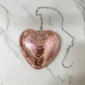 Pink Heart Disco Ball Hanging Ornament with Chain Mirror Glass Cute Car Interior Decor - Chain Heart Pendant / 15x15x5cm / Rose Gold