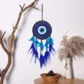 Attrape-rêves œil maléfique tenture murale crochet bleu style bohème déco chambre - 9413