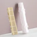 Household sushi making tool set with plastic bazooka mold and bamboo rolling mat for DIY. - Striped Tube + Bamboo Curtain / Set / White