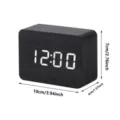Wooden LED digital alarm clock with modern minimalist design for home bedside table decor. - Small Rectangle / Black