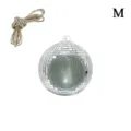 Silberne Disco Ball Hängekerzenhalter M Größe Glas Spiegelkugel mit Kordel für Deko - Mittel - 10 cm / Rosa