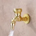 Retro Zinklegierung Drache geschnitzt Wandhalterung Garten Wasserhahn fur Waschkueche - Goldener Drache - Rad