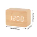 Minimalist LED wooden digital alarm clock with temperature display, USB powered desk clock. - Small Rectangle / Bamboo Green