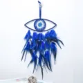 Attrape-rêves œil bleu tenture murale décoration pour chambre pendentif en plume cadeau idéal. - 9194