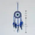 Attrape-rêves œil bleu tenture murale avec plumes et perles déco chambre 15x30cm - 40-41