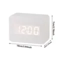 Minimalist LED wooden digital alarm clock, white wood grain finish with clear white time display. - Small Rectangle / White
