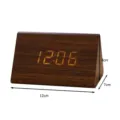 Minimalist wooden digital alarm clock with led time display and compact triangular design. - Small Triangle / Brown