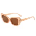 Schicke transparente Sonnenbrille mit Schmetterlingsgestell und braunen Gläsern für Damen - Transparenter Teerahmen Doppelbraune Gläser