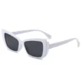 Modische weiße Damen Sonnenbrille mit Doppel Schmetterling Rahmen Retro Cat Eye Trend Brille - Weißer Rahmen Dunkelgraue Gläser