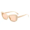 Modische beige doppelschichtige Schmetterling Sonnenbrille fuer Damen UV Schutz Brille - Cremeweißer Rahmen / Teebraune Gläser