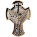 Archangel Michael resin cross plaque wall decor religious sculpture for home hallway office art. - Resin Angels