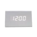 Wooden LED digital alarm clock with white wood grain finish for modern bedroom desk - Small Triangle / White