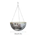 Cesta colgante bola disco maceta de vidrio reflectante 25cm para decoración del hogar. - 25cm / Plateado