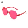 Rimless transparent jelly candy color petal sunglasses, trendy rimless pink eyewear for women. - Rose Red