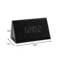 Black wooden digital LED alarm clock with triangular design and compact size for bedroom. - Small Triangle / Black