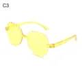 Trendy rimless petal sunglasses candy color jelly transparent sun glasses C3 style - Light Yellow