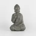 Graue Harz Buddha Statue Ornament Zen Heimdeko Figur Desktop Handwerk 6.2x5.2x10.3cm - Kleine Buddha-Statuen aus Harz / Grau