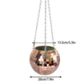 Maceta colgante de bola de discoteca en oro rosa con cadenas de metal, ideal para decoración. - 20cm / Rosa oro