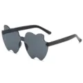 Schwarze rahmenlose herzförmige Sonnenbrille, stilvolle Party Brille für Damen und Herren. - Schwarz