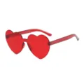 Kids red heart sunglasses, stylish rimless party eyewear for photography and dress up. - Red