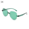 Groene bloemblad rimless jelly transparante zonnebril variant C5 trendy modieuze - Helemaal Groen