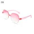 Verloop roze frameloze bloem zonnebril, trendy snoep kleur oceaan lens brillen voor dames. - Dubbel Roze
