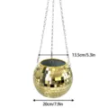 Maceta Colgante de Bola de Disco Dorada de Vidrio Espejo con Cadenas de 20cm - 20cm / Dorado