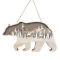 Wooden bear wall hanging multi-layer forest carved art decor for rustic home indoor decoration - Wooden Bears