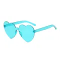 Trendy transparent blue heart-shaped sunglasses for kids party photo props and daily wear. - Lake Blue