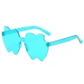 Bunte Gelee rahmenlose einteilige Sonnenbrille, süße gewellte Party Brille für Frauen. - Seeblau
