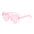 Childrens Pink Heart Shaped Sunglasses Rimless Transparent Fashion Party Eyewear - Pink
