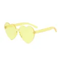 Yellow heart sunglasses for kids, cute rimless party eyewear for stylish photo props. - Light Yellow